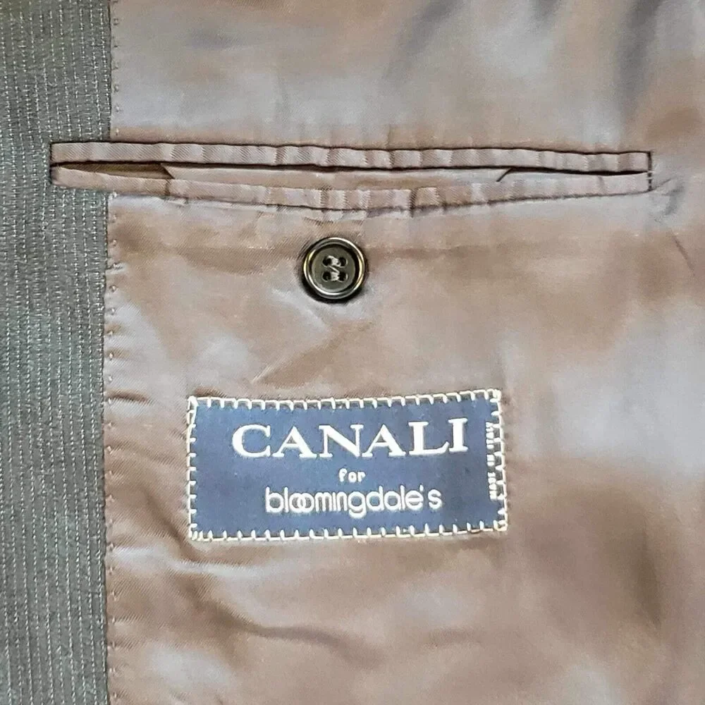 CANALI Coat Sport Jacket Blazer Wool Gray Stripe Three Button Mens 54L US 44